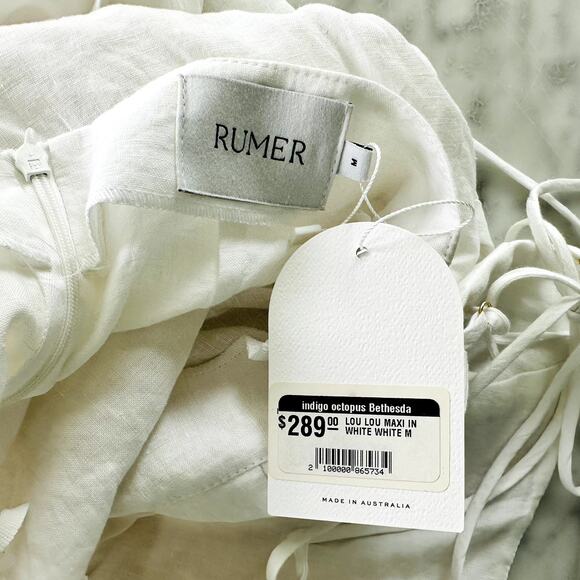 Rumer LouLou Maxi Dress White Linen NEW Size Medium $289 Wedding Beach Grad Prom - Picture 6 of 7